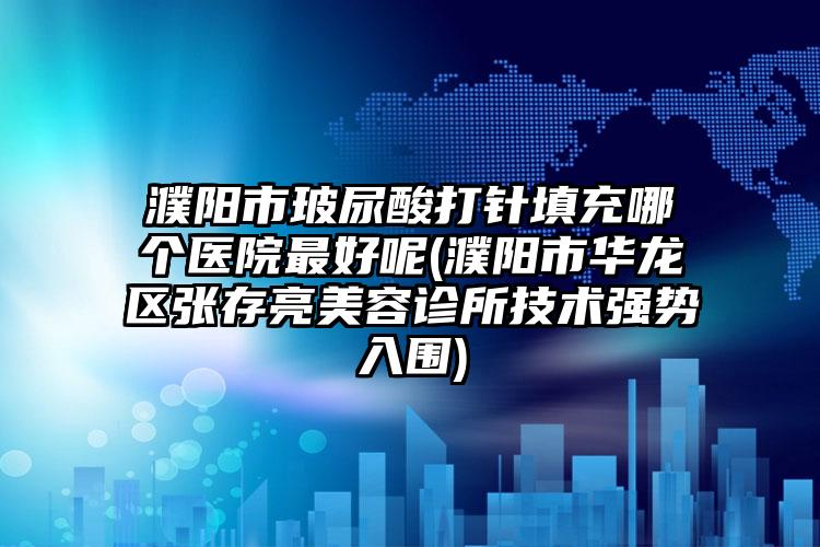 濮阳市玻尿酸打针填充哪个医院最好呢(濮阳市华龙区张存亮美容诊所技术强势入围)