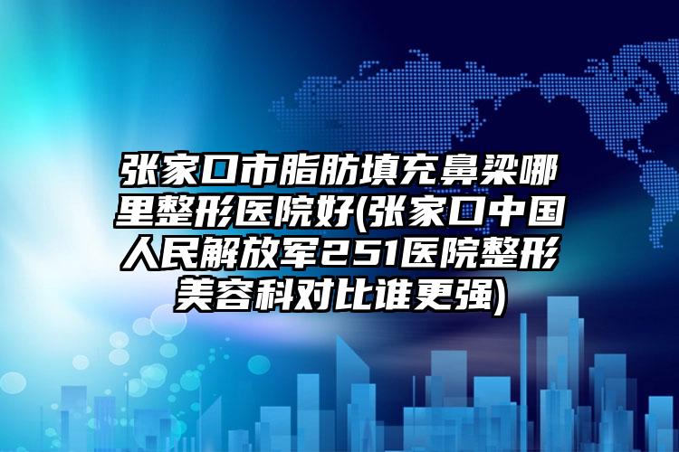 张家口市脂肪填充鼻梁哪里整形医院好(张家口中国人民解放军251医院整形美容科对比谁更强)