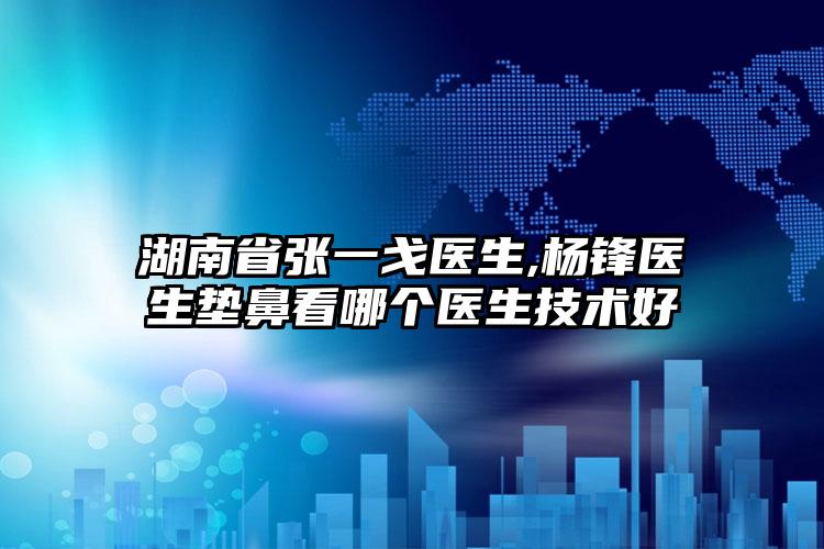 湖南省张一戈医生,杨锋医生垫鼻看哪个医生技术好