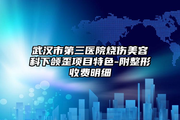 武汉市第三医院烧伤美容科下颌歪项目特色-附整形收费明细