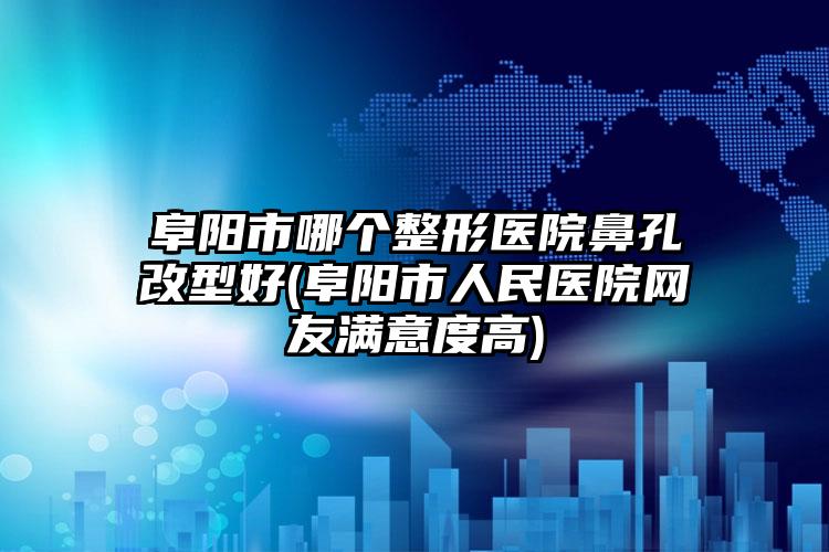 阜阳市哪个整形医院鼻孔改型好(阜阳市人民医院网友满意度高)